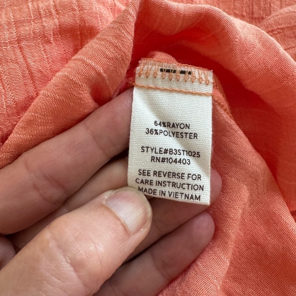 Blu Pepper from Versona NWT Large Gauze Peasant Top Melon Color - Picture 10 of 11